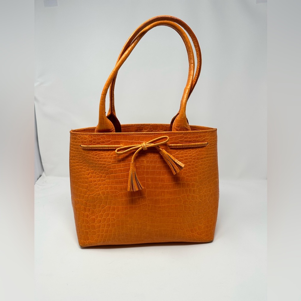 Talbots Tangerine Croc-Embossed Shoulder Bag